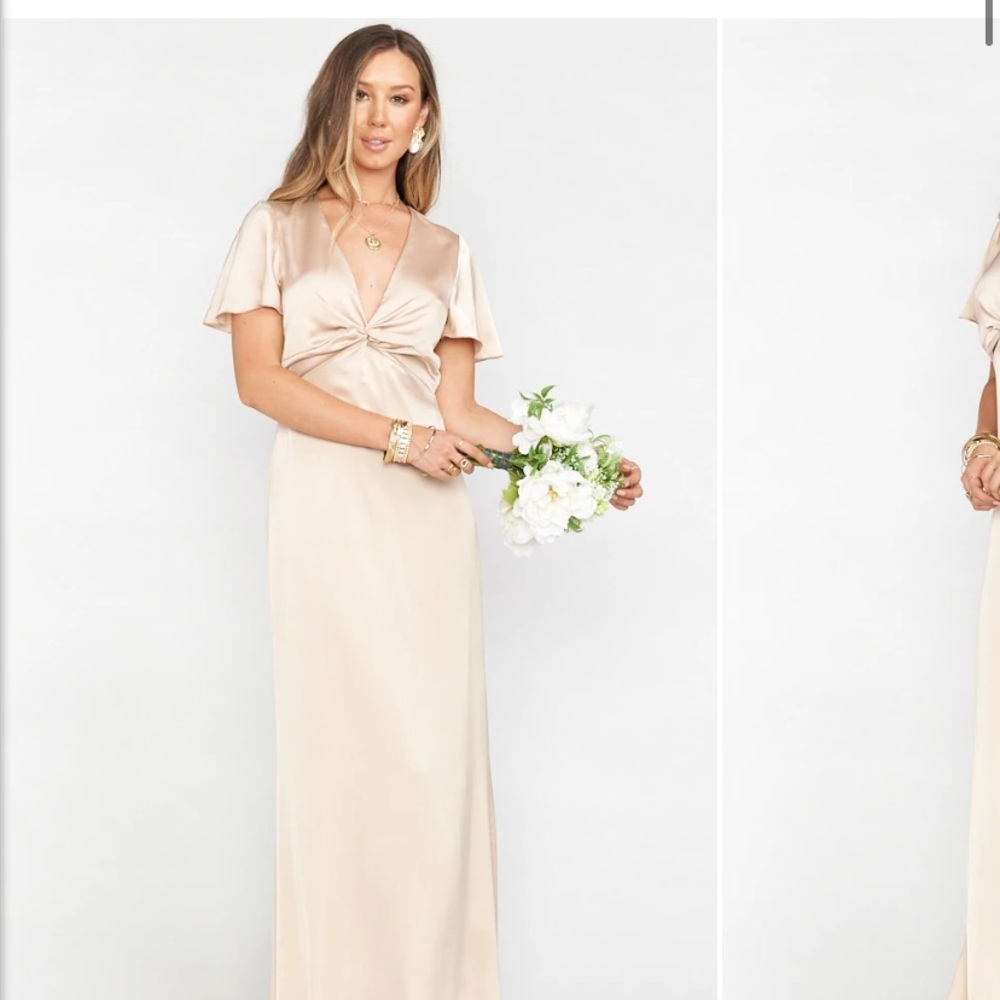 Show Me Your Mumu - Rome Twist Gown in Champagne Luxe Satin